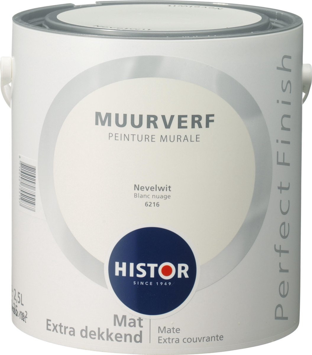 Histor Perfect Finish Muurverf Mat - Nevelwit - 2,5 liter