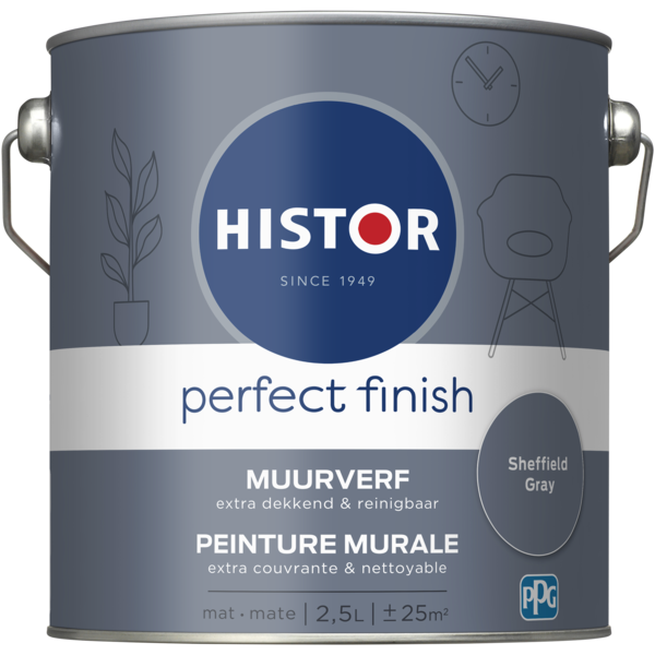 Histor Perfect Finish Muurverf Mat - Sheffield Grey - 2,5 liter