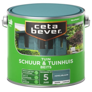 Cetabever Schuur en Tuinhuis Beits Dekkend Zijdeglans - Hemelsblauw - 2,5 liter