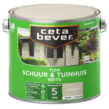 Cetabever Schuur en Tuinhuis Beits Dekkend Zijdeglans - Steengrijs - 2,5 liter
