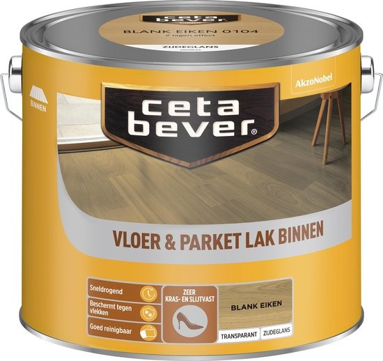 Cetabever Vloer en Parket Lak Binnen Transparant Zijdeglans - Blank Eiken - 2,5 liter