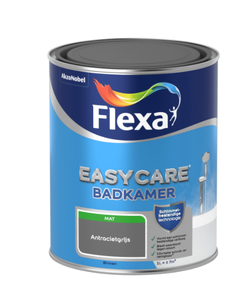 Flexa Easycare Muurverf Badkamer Mat - Antracietgrijs - 1 liter
