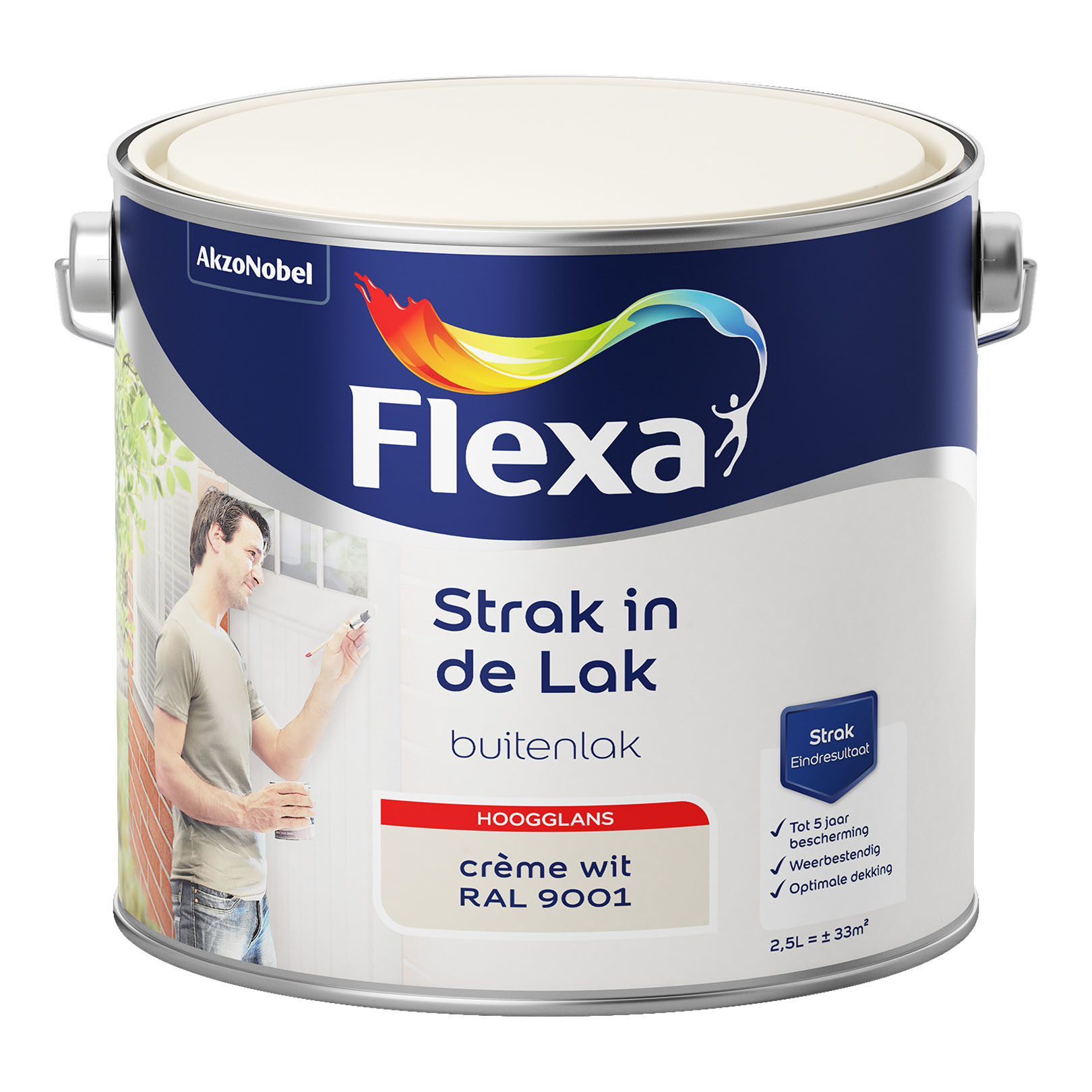 Flexa Strak in de Lak Buitenlak Hoogglans - Crème Wit - RAL 9001