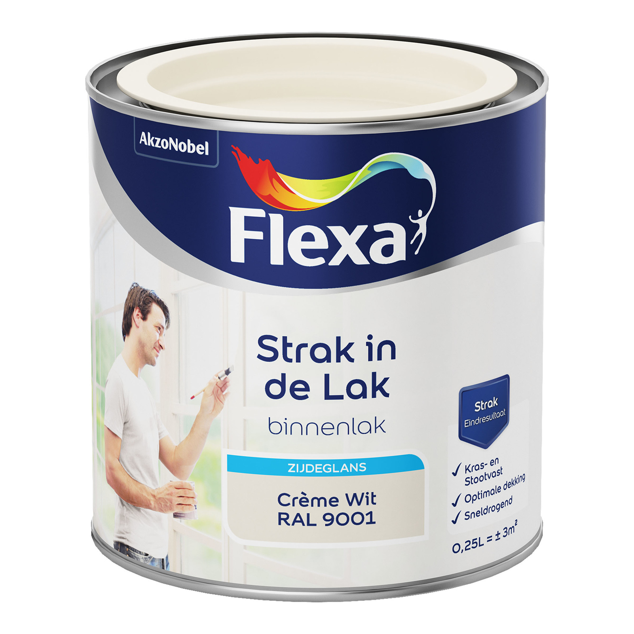 Flexa Strak in de Lak Binnenlak Zijdeglans - Crème Wit - RAL 9001