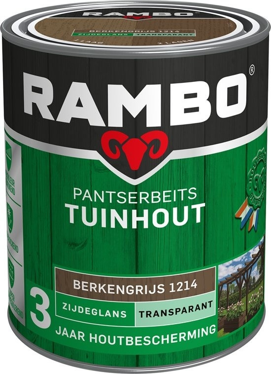 Rambo Pantserbeits Tuinhout Zijdeglans Transparant - Berkengrijs