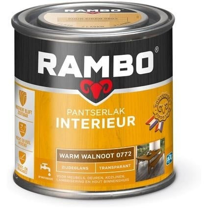 Rambo Pantserlak Interieur Transparant Zijdeglans - Warm walnoot