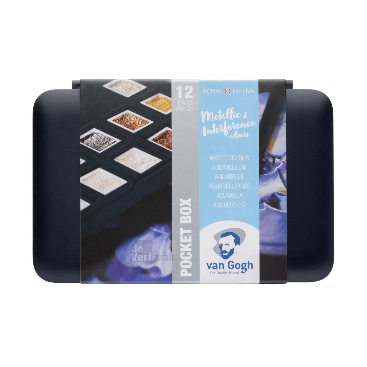 Van Gogh Aquarelverf pocket box Specialty Colours met 12 kleuren in halve napjes
