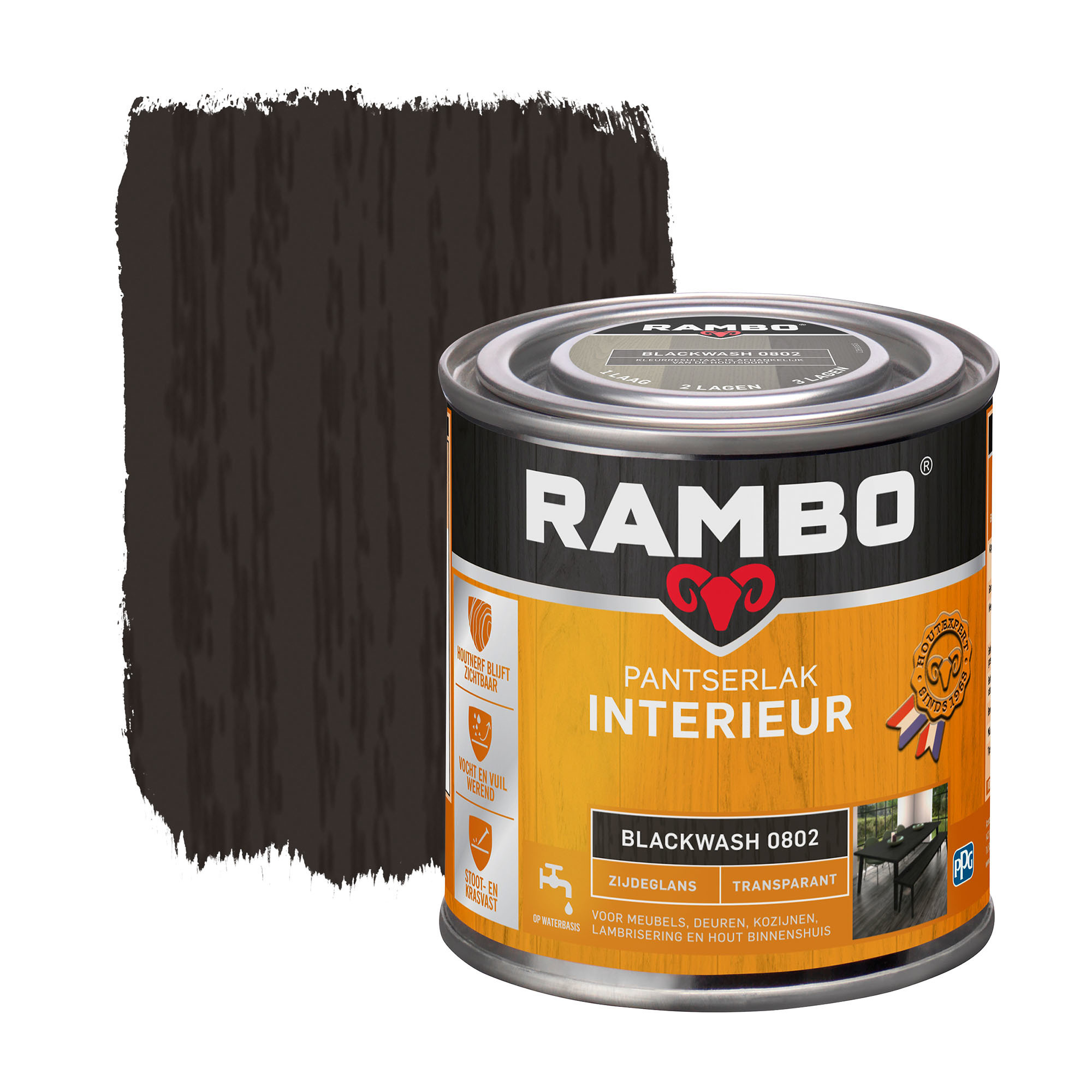Rambo Pantserlak Interieur Transparant Zijdeglans - Blackwash