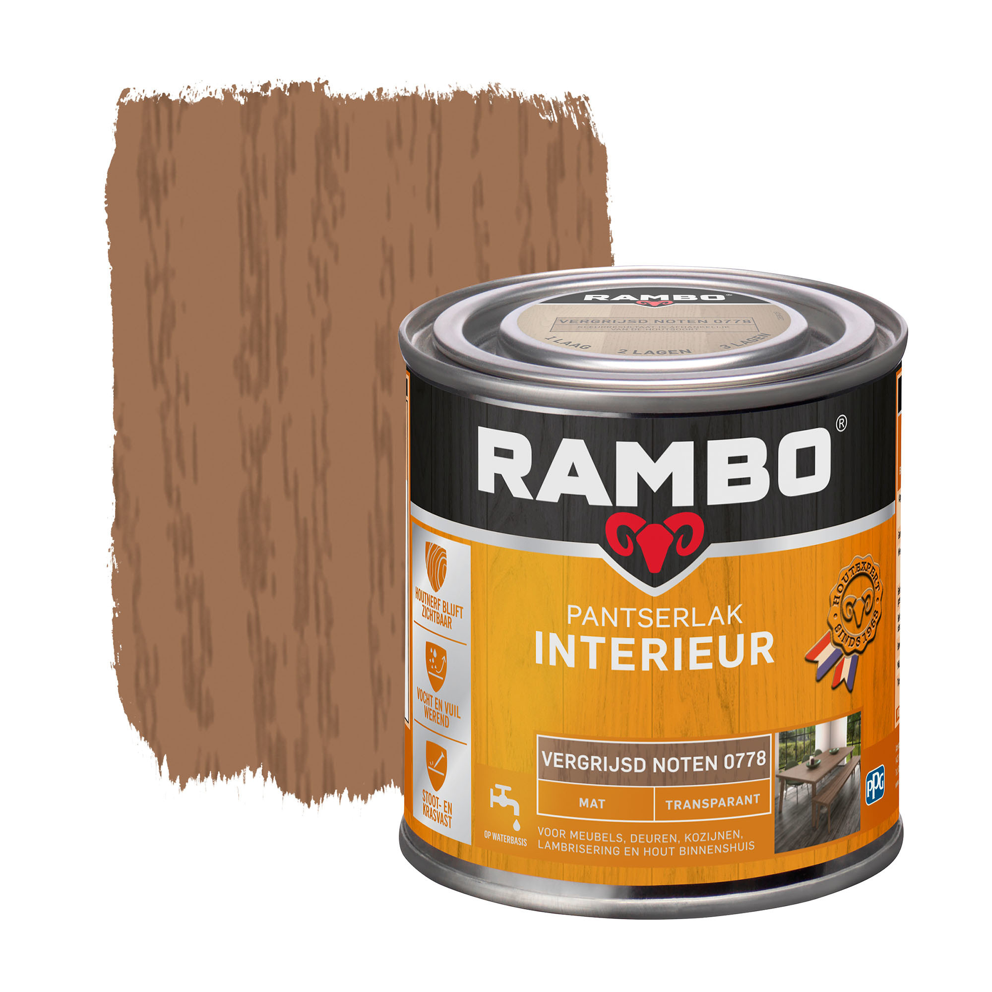 Rambo Pantserlak Interieur Transparant Mat - Vergrijsd noten