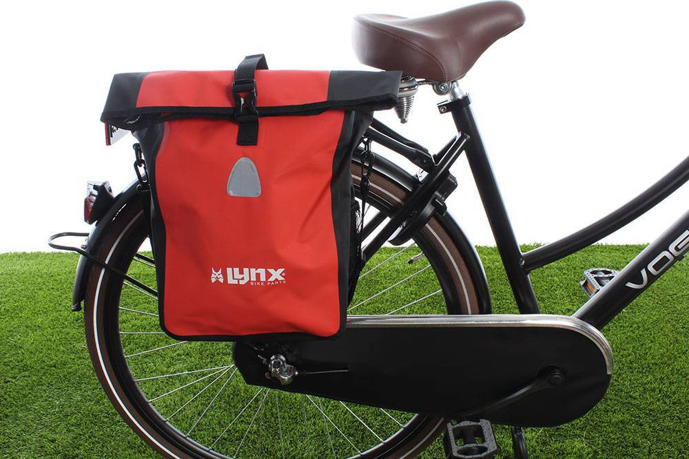 Enkele fietstas Single Pannier bag 16L Rood-zwart