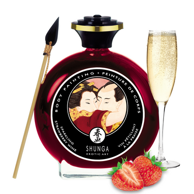 Shunga Edible Body Paint - Strawberry Sparkling Wine - 3.5 fl oz / 100 ml
