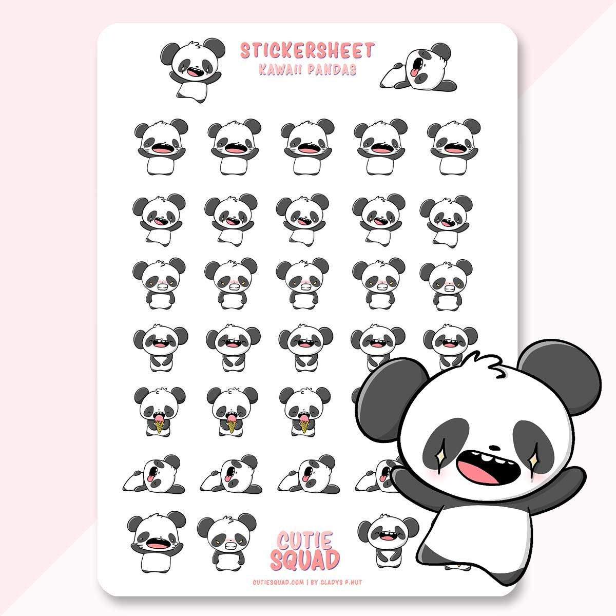 CutieSquad Stickervel - Kawaii Panda's