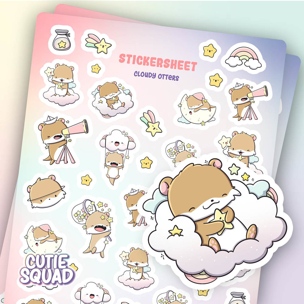 CutieSquad Stickervel - Cloudy Otters