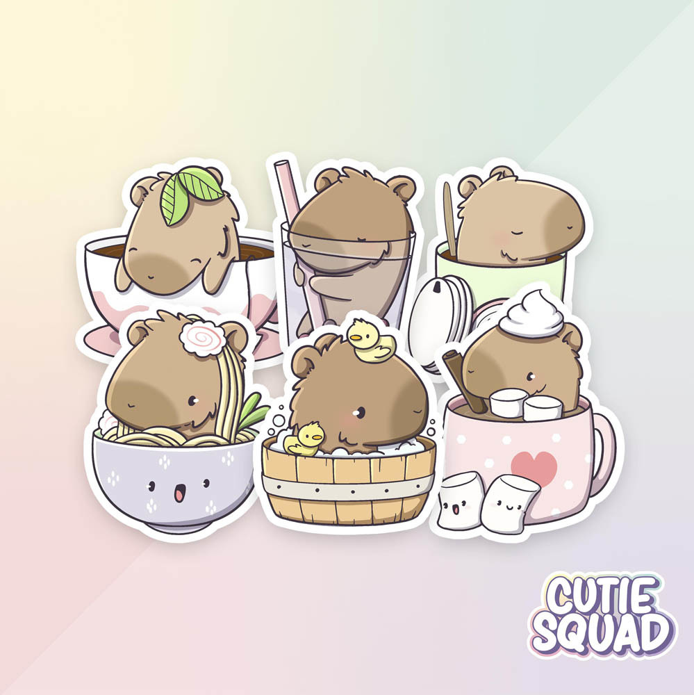 CutieSquad Stickerset - Capybara Bathing