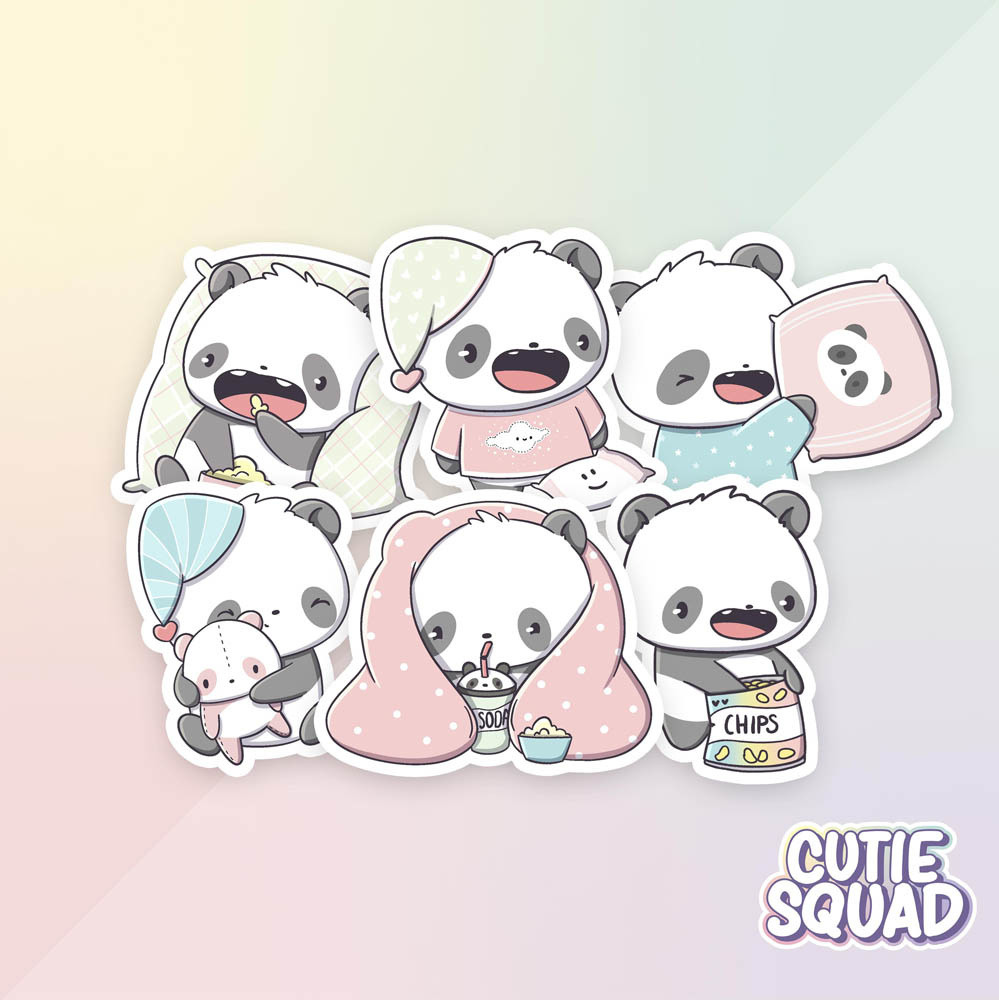 CutieSquad Stickerset - Panda Sleepover