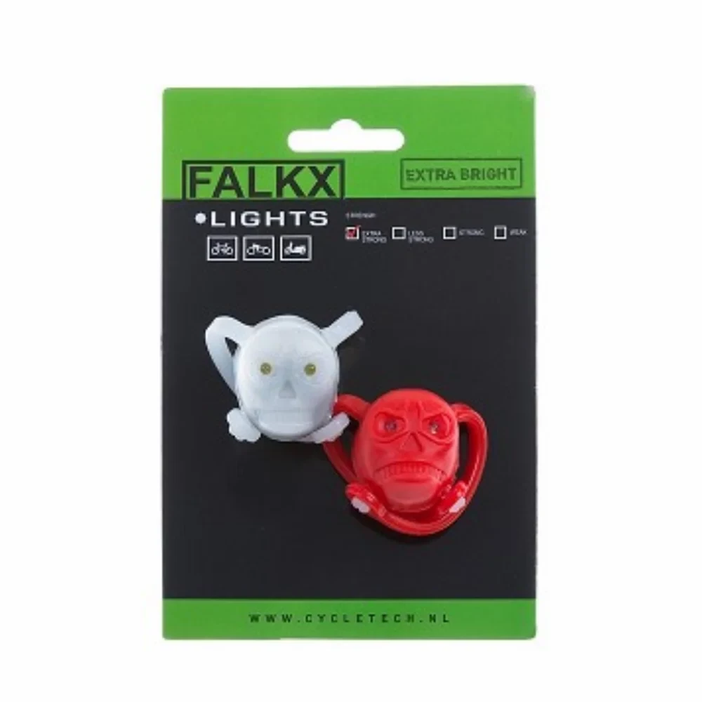 Falkx LED Fietsverlichting Set Siliconen - Doodshoofd - Incl. batterijen