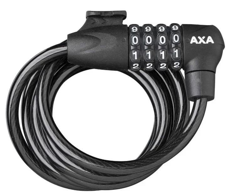 AXA Spiraalkabelslot AXA Rigid Code 180/8 met framehouder - zwart (op kaart)