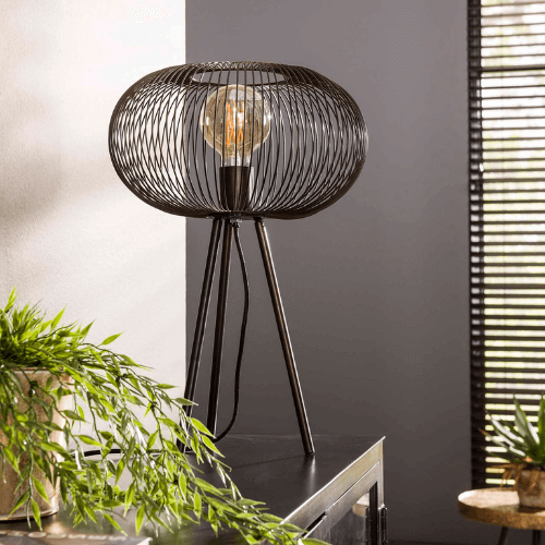 Tafellamp Copper twist | Zwart nikkel