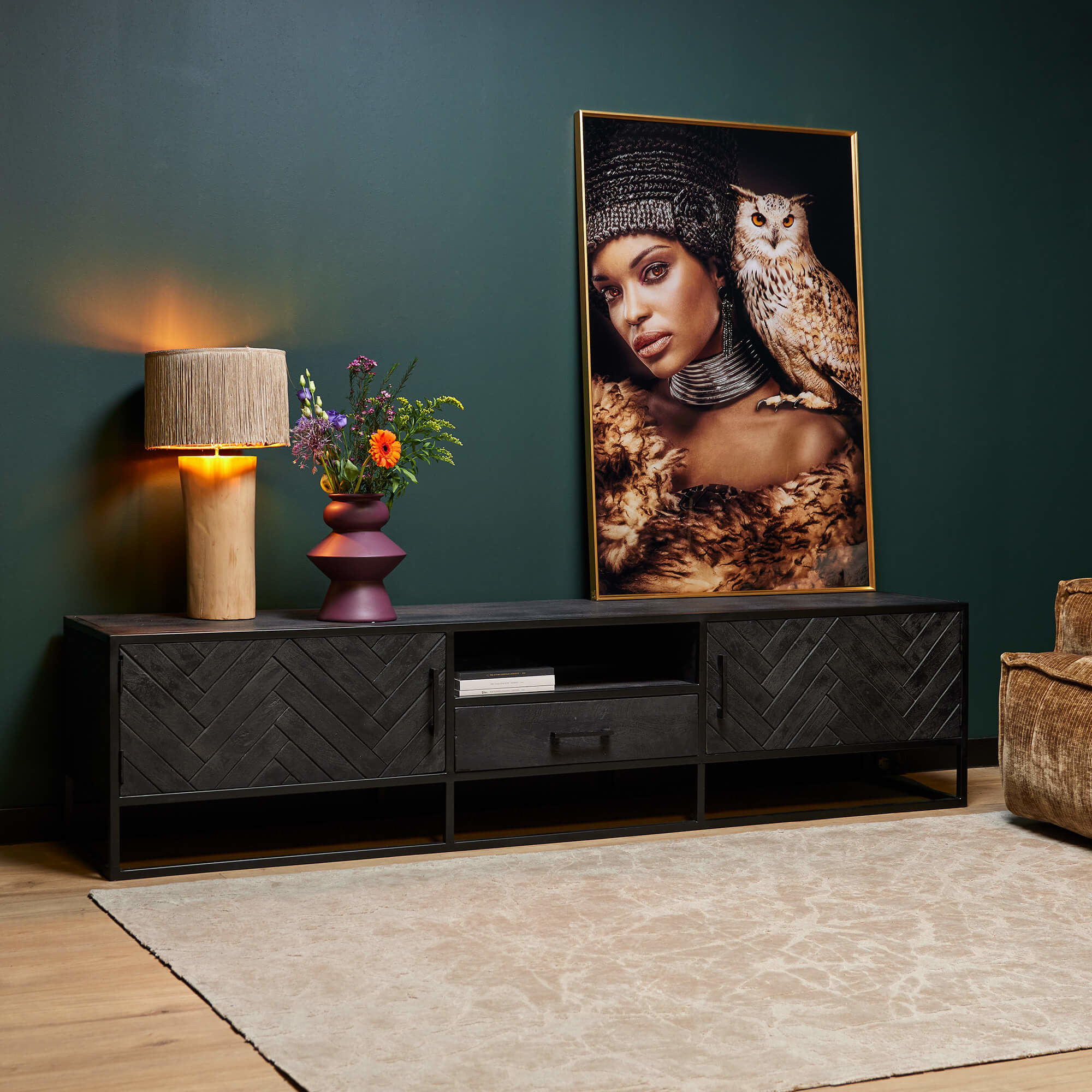 Tv meubel New York 210 cm | Zwart