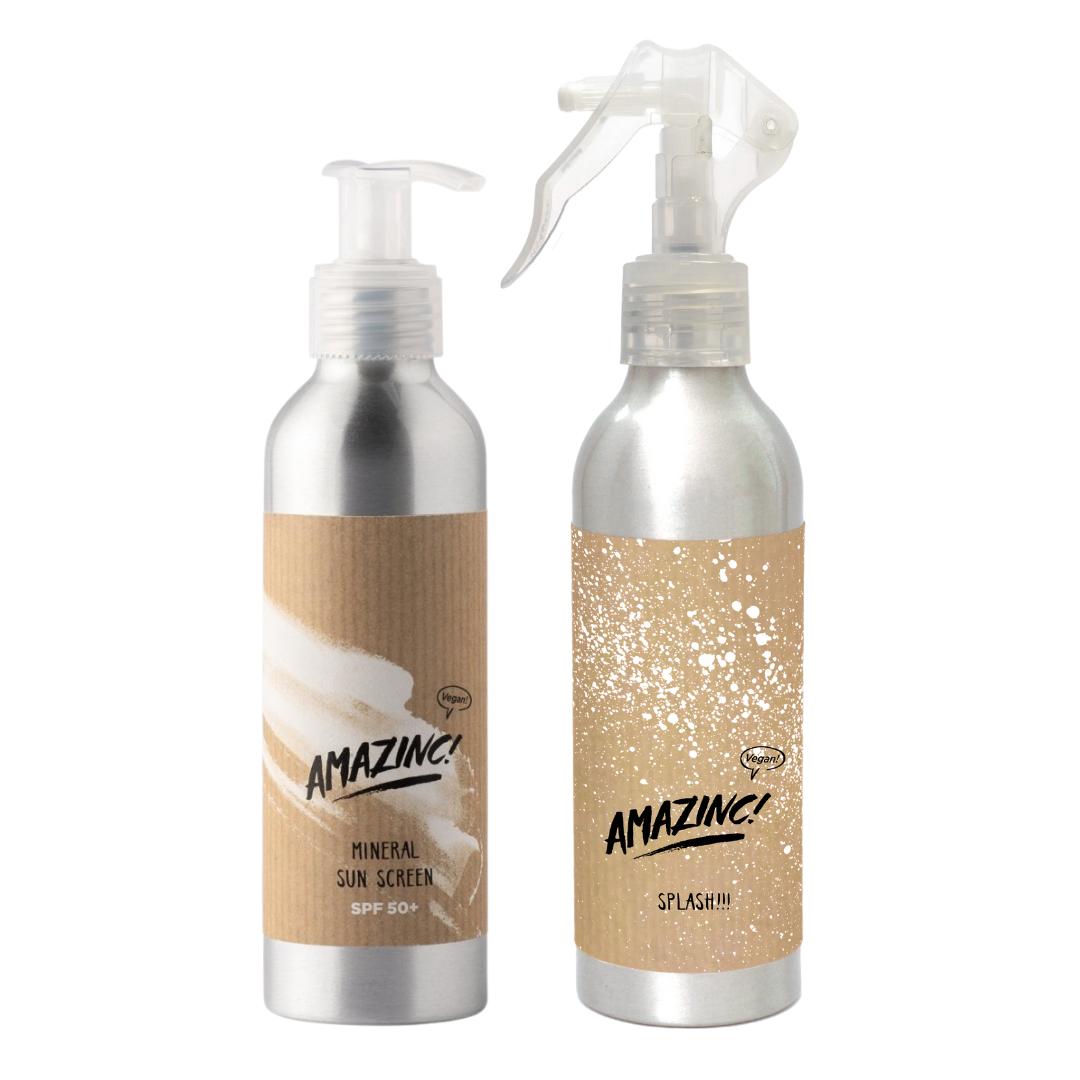 Amazinc! Combi-set: Mineral Sunscreen SPF50 met applicator en Splash Aftersun
