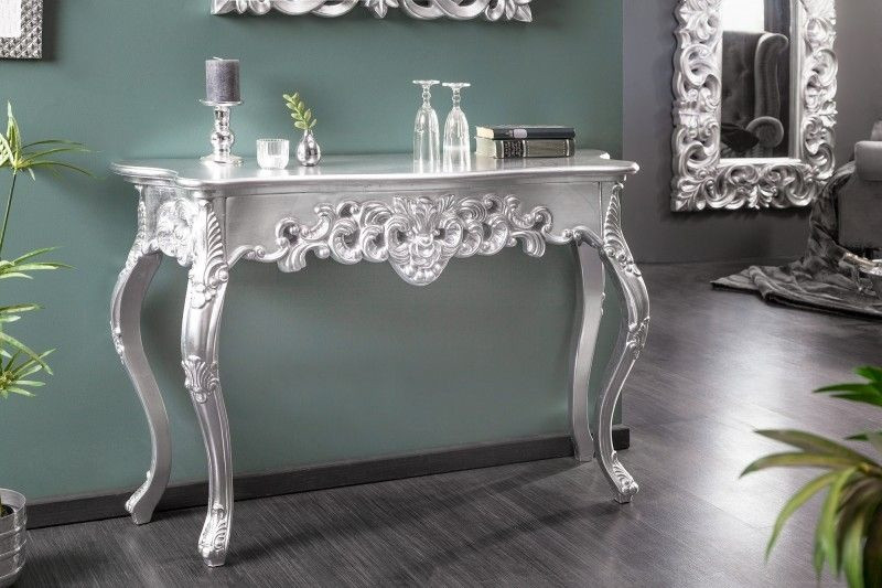 Elegante console VENICE 110 cm zilveren barok design dressoir handgemaakt - 15634