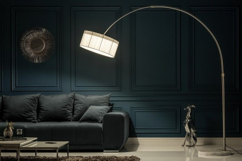 Design booglamp EXTENSO 230cm witte vloerlamp met wit marmeren voet - 20140