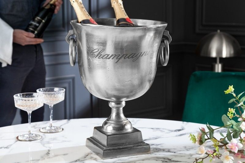 Elegante champagnekoeler CHAMPAGNE 40cm zilveren flessenkoeler - 37606