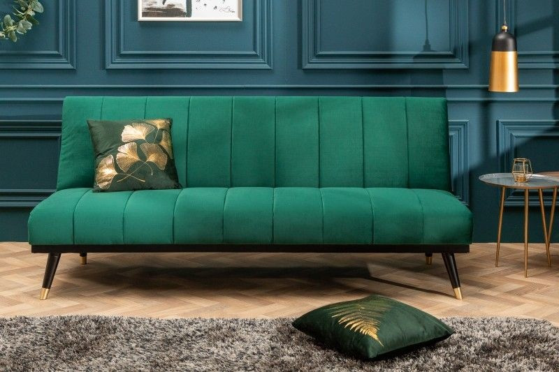 Design 3-zits loungebank PETIT BEAUTÉ 180cm smaragdgroene fluwelen slaapbank - 40027