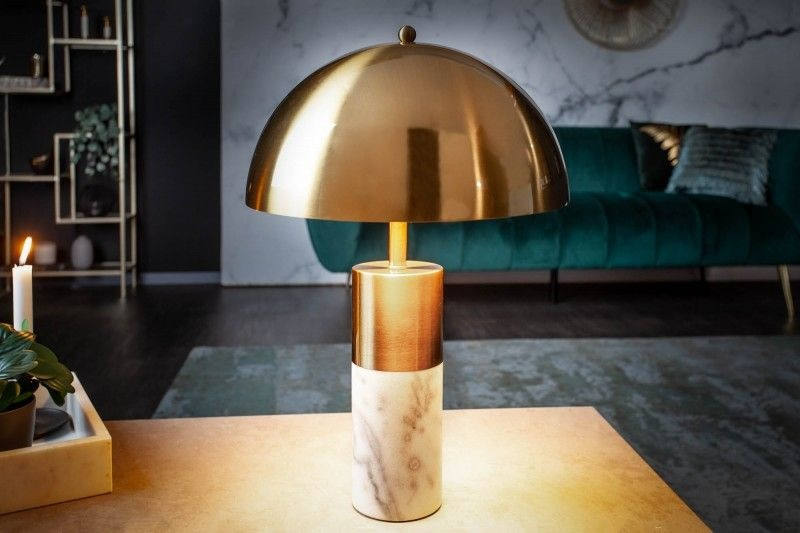 Elegante tafellamp BURLESQUE 52cm goud met wit marmeren voet - 40778