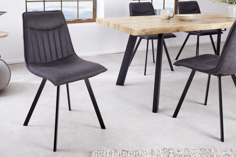 Design stoel ASTON vintage grijs met decoratieve quilting retrostijl - 41403