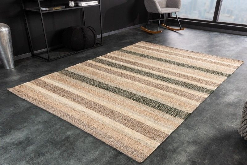 Handgeweven tapijt INKA 230x160cm beige bruine strepen gemaakt van hennep - 41464