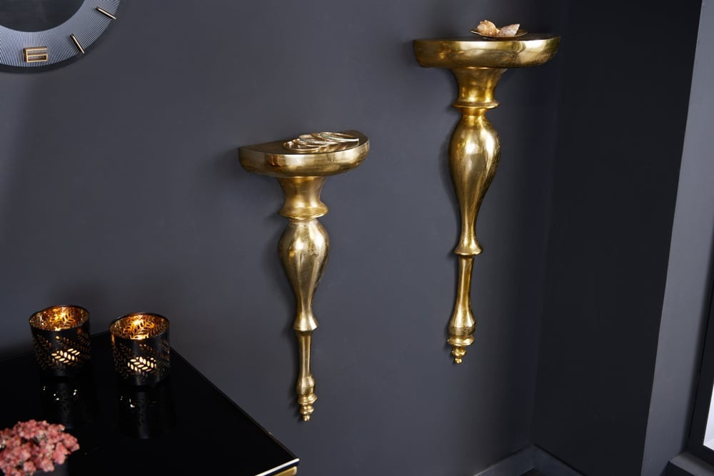 Barokke wandconsole SCALA 60cm goud metalen wandplank handgemaakte wanddecoratie - 42266