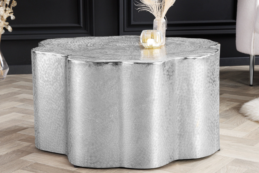 Design salontafel ORGANIC ORIENT 75cm zilver handgemaakt - 42246