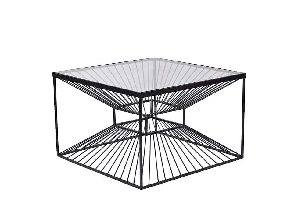 Abstracte salontafel ILLUSION 60cm zwart metaal glas handgemaakt modern design - 43502