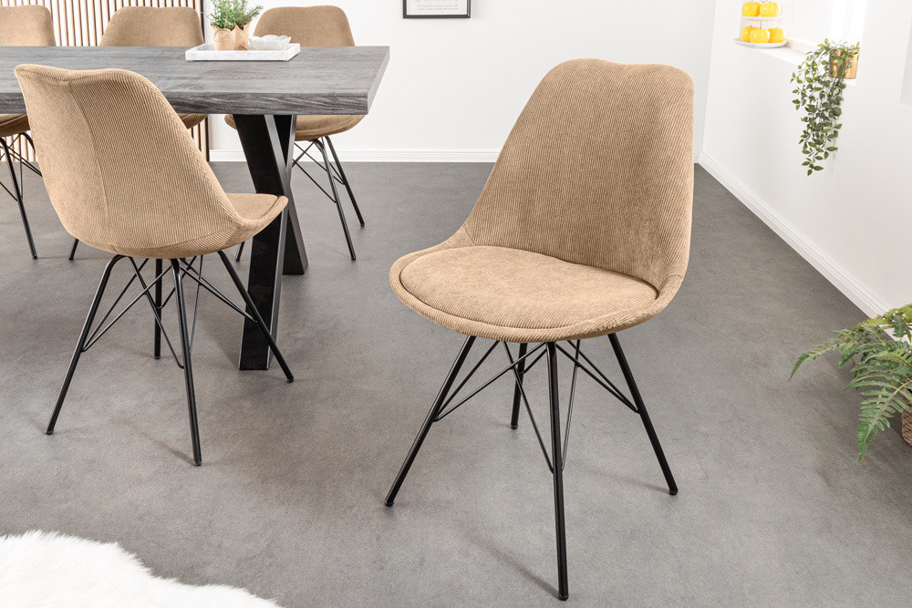 Design stoel SCANDINAVIA MEISTERSTÜCK bruin koord zwart metalen frame - 43699