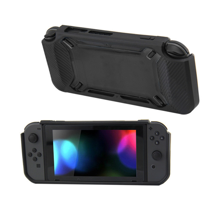 Hard Case Cover voor Nintendo Switch Beschermhoes - Rubber Touch Zwart -Zwart
