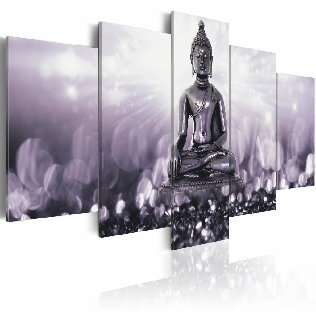 Schilderij - Elegante Inspiratie , boeddha , grijs , 5 luik
