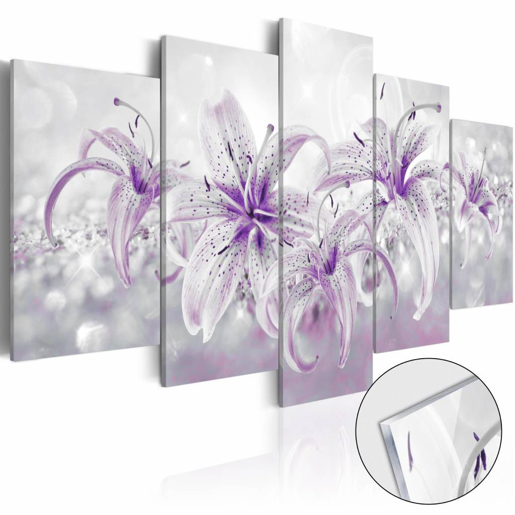 Afbeelding op acrylglas - Paarse schoonheid, Paars/Wit, 5luik