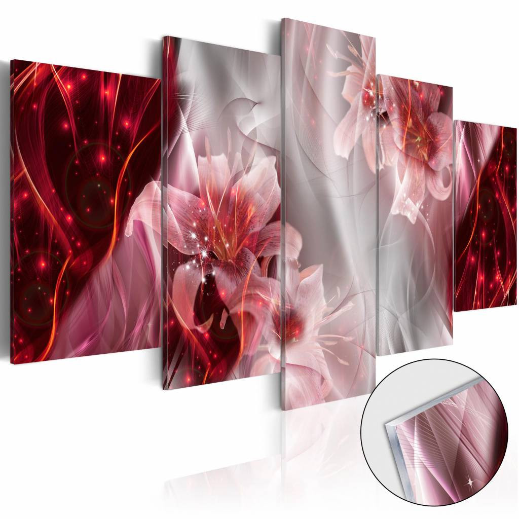 Afbeelding op acrylglas - Orchidee in het rood, , 5luik