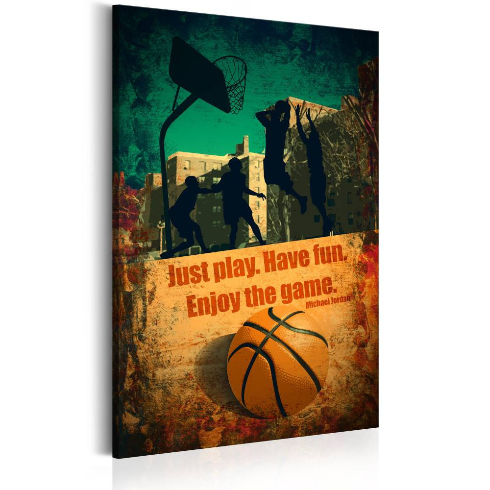 Schilderij - Enjoy the game, Basketbal, Oranje/Groen