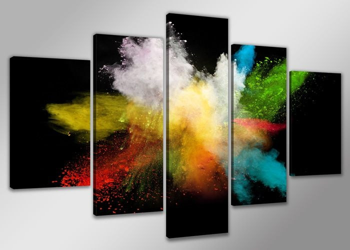 Schilderij - Abstract Colors, multi-gekleurd, 200X100cm, 5luik