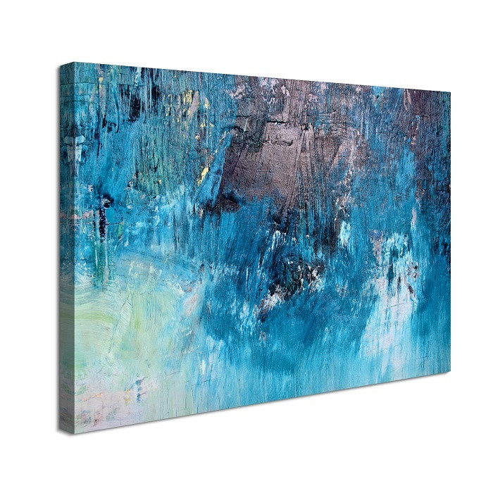 Schilderij - Blauw Abstract, Print op canvas 80x60