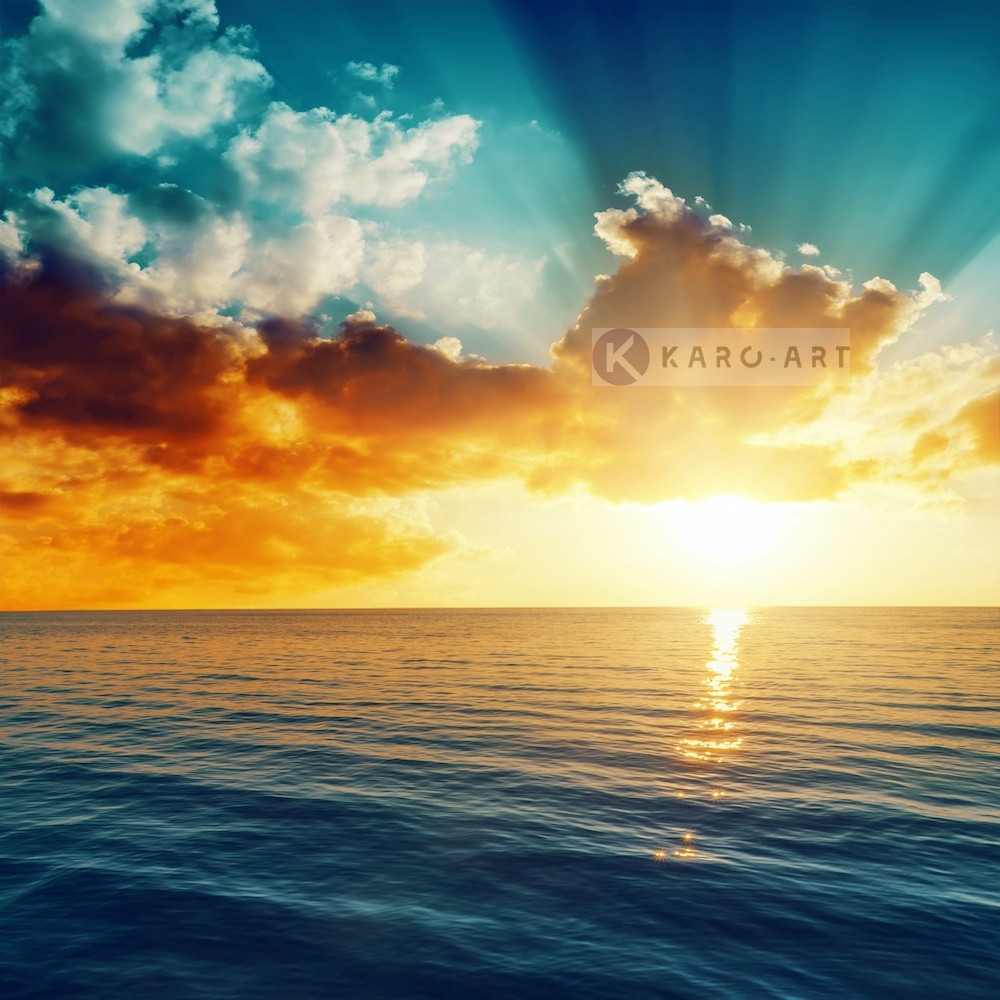 Afbeelding op acrylglas - Zonsondergang op zee , Multikleur , 3 maten , Wanddecoratie