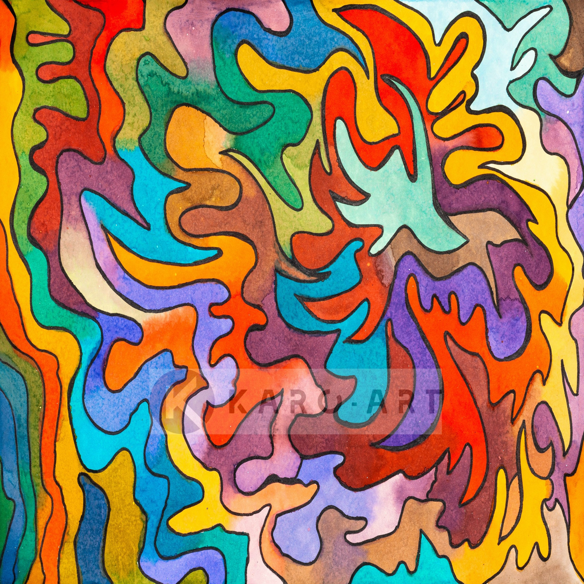 Afbeelding op acrylglas - Abstract Aquarel, print op canvas