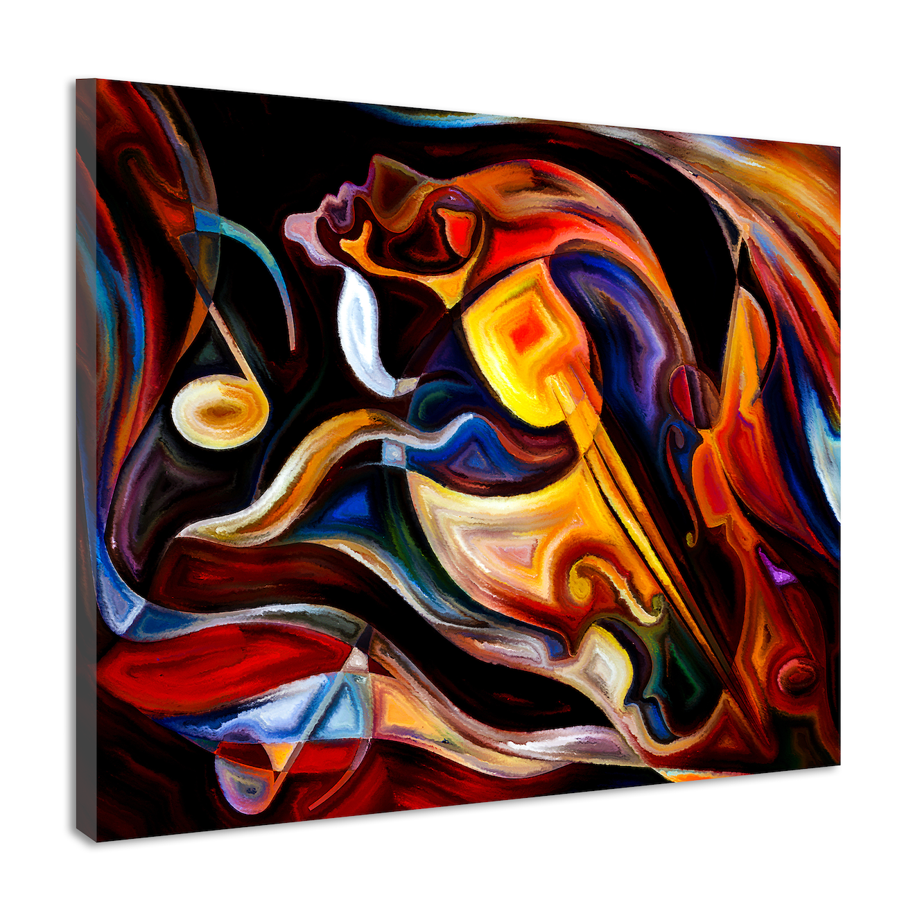 Schilderij - Abstract Muziek , Multikleur , 3 maten , Wanddecoratie