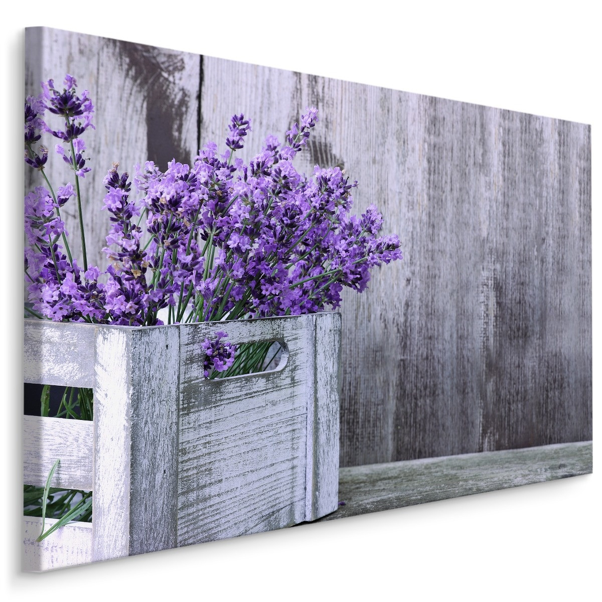 Schilderij - Lavendel in houten kist, premium print