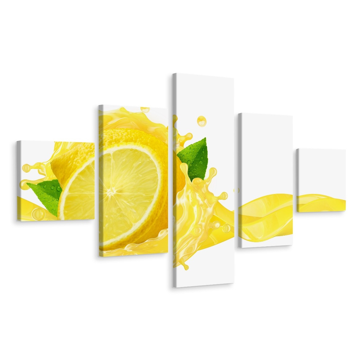 Schilderij - Verse citroen sap, 5luik, Premium print