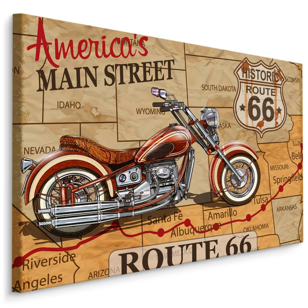 Schilderij - Route66, America&apos;s Mainstreet, Premium print