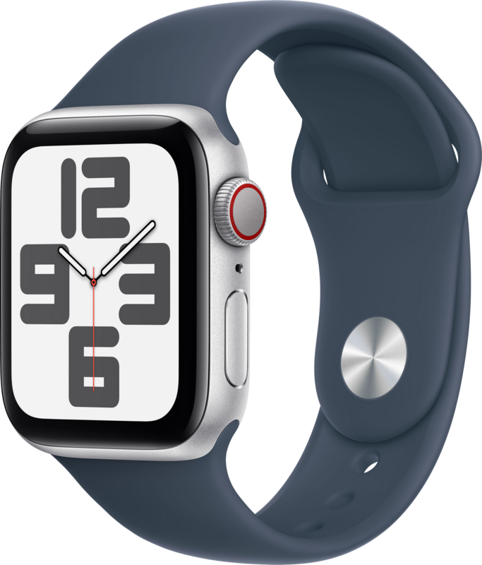 Apple Watch SE (2022) 4G 40mm Zilver Aluminium Sportband S/M
