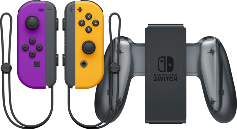 Nintendo Switch Joy-Con set Neon Paars/Neon Oranje + Nintendo Switch Joy-Con Charge Grip